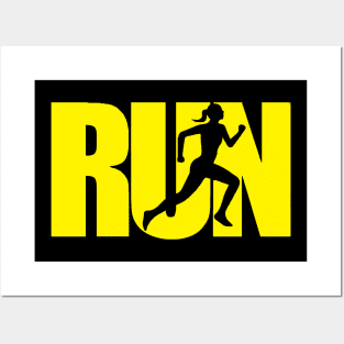 RUN yellow Posters and Art